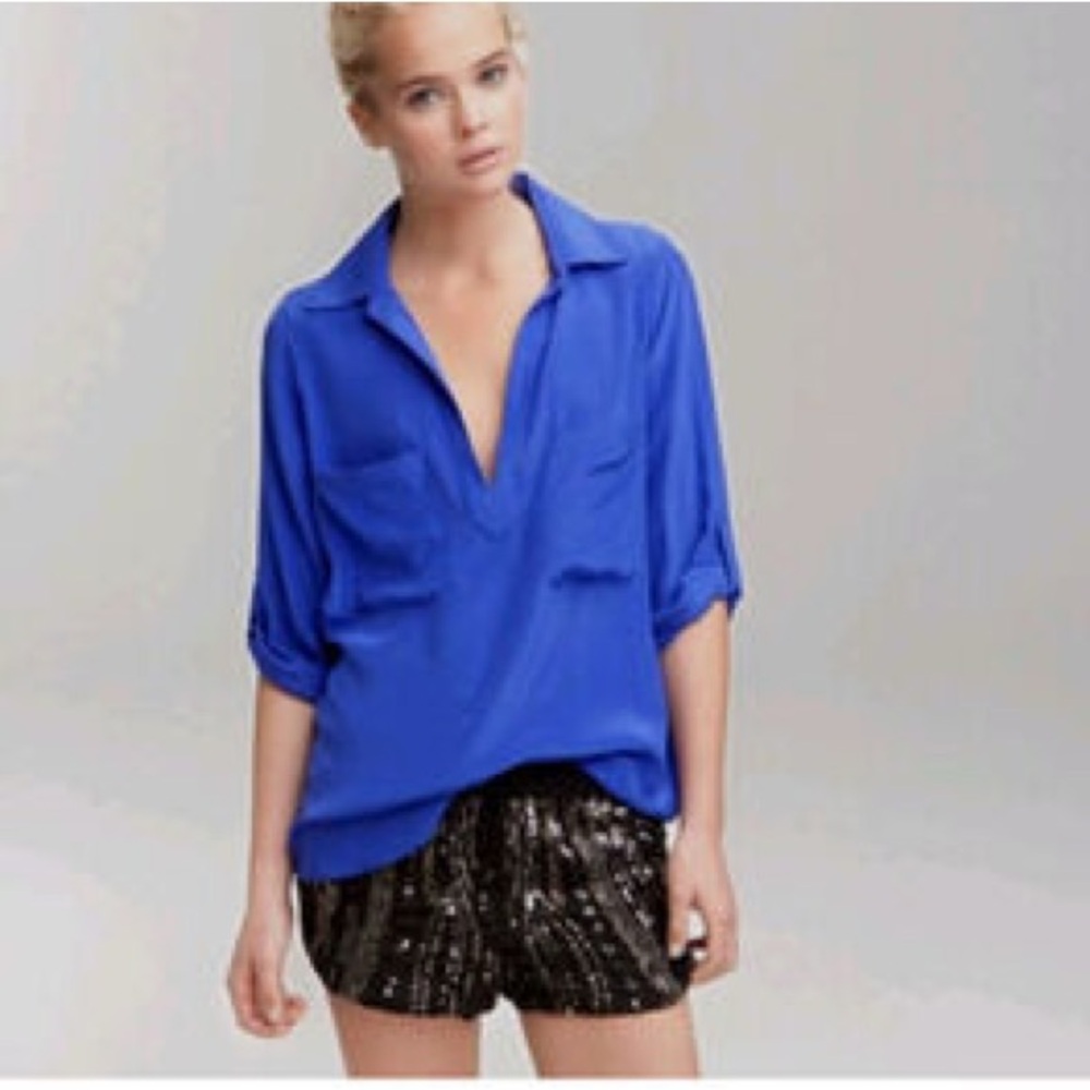 Rory Beca silk purple blouse top